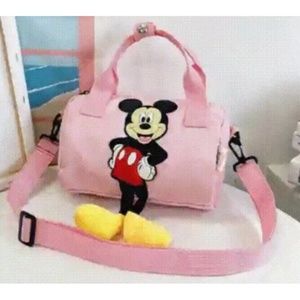 Zara MICKEY MOUSE BAG PINK SMALL DUFFLE WITH PLUSH FEET new with tags